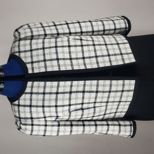 Jones Studio Separates 3/4 sleeve office blazer suit jacket black/white check